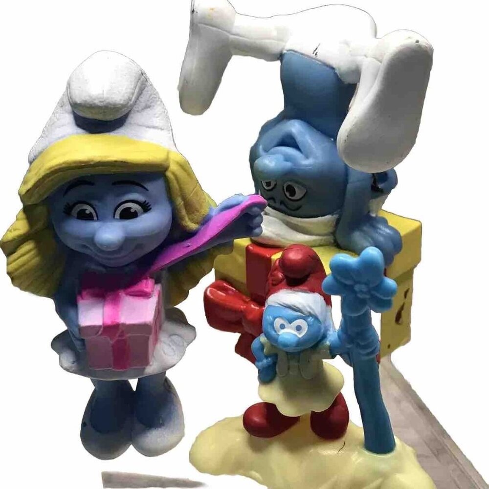 Vtg 90s Y2k Smurfette Birthday McDonald's Figures Smurfs Cake Topper Smurf Toys
